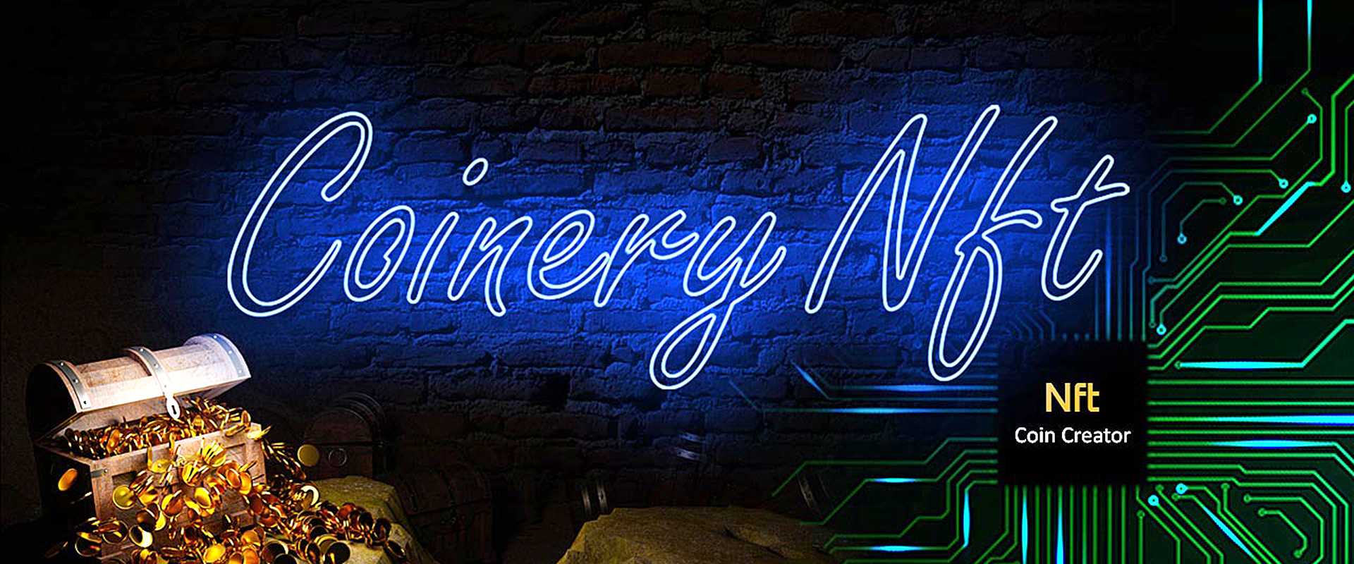 The CoineryNFT homepage banner describing the CoineryNft website